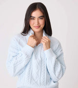 Pj Salvage Zip Pullover Quarter Zip Chenille Cable Knit Top