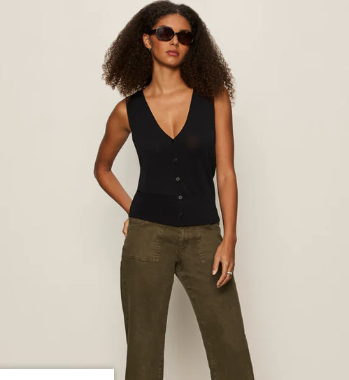 Sanctuary KNITTED BUTTON FRONT TOP BLACK