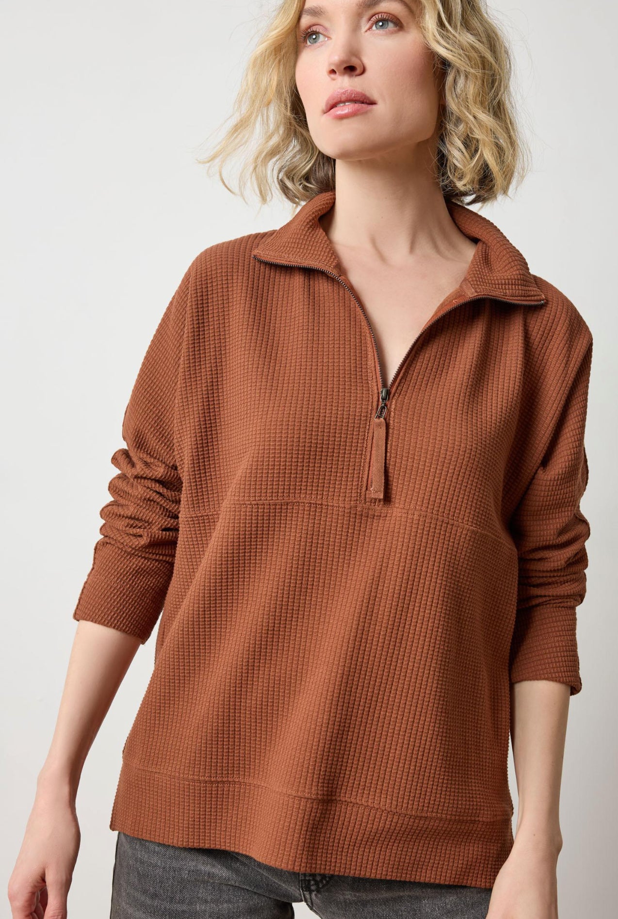 Lilla P Dolman Oversized Half Zip: Praline