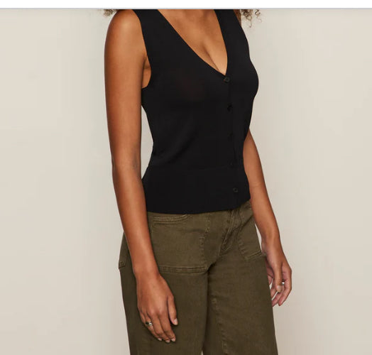 Sanctuary KNITTED BUTTON FRONT TOP BLACK