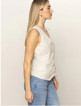 Sanctuary Relaxed Modern Vest Natural Metallic Stripe