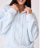 Pj Salvage Zip Pullover Quarter Zip Chenille Cable Knit Top