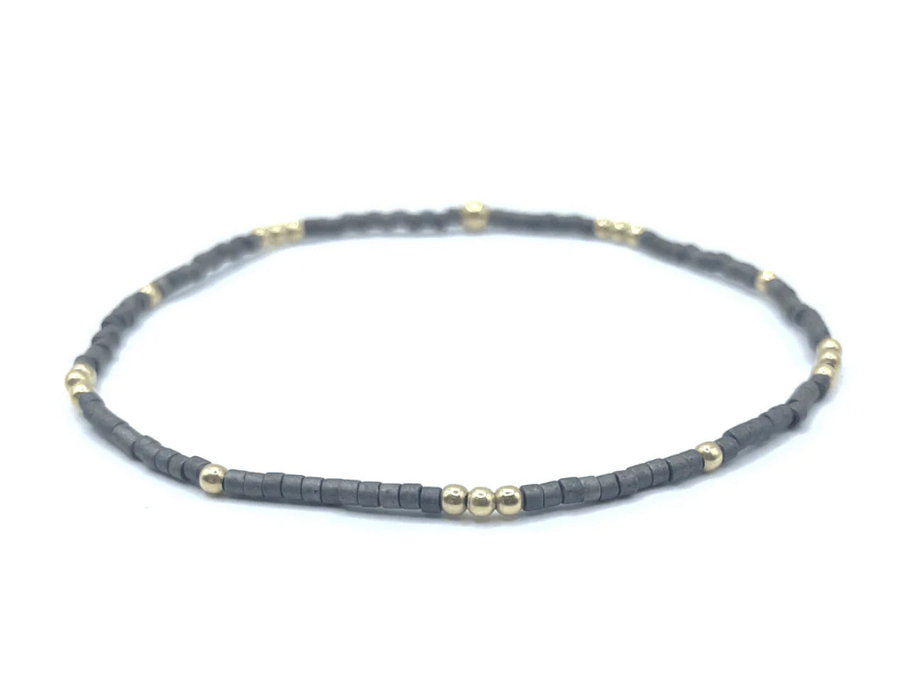 Erin Gray 2 mm Graphite +Gold filled waterproof bracelet
