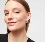 Uno Double sterling silver-plated hoop earrings with white topaz