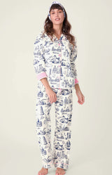 Pj Salvage White Cloud Bon Voyage 3-Piece Flannel PJ Set