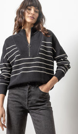 Lilla P striped zip front sweater