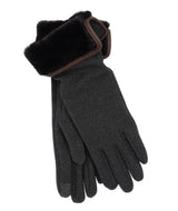 Echo Comfort Stretch Fold Down Faux Fur Cuff Gloves Charcoal