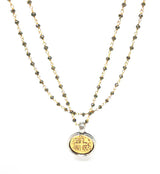 Erin Gray coin in gold long necklace