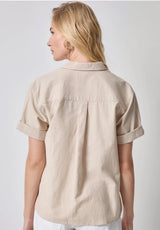 Lilla P Linen Blend Boyfriend Button Down Shirt
