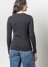 Lilla P long sleeve raw edge crew