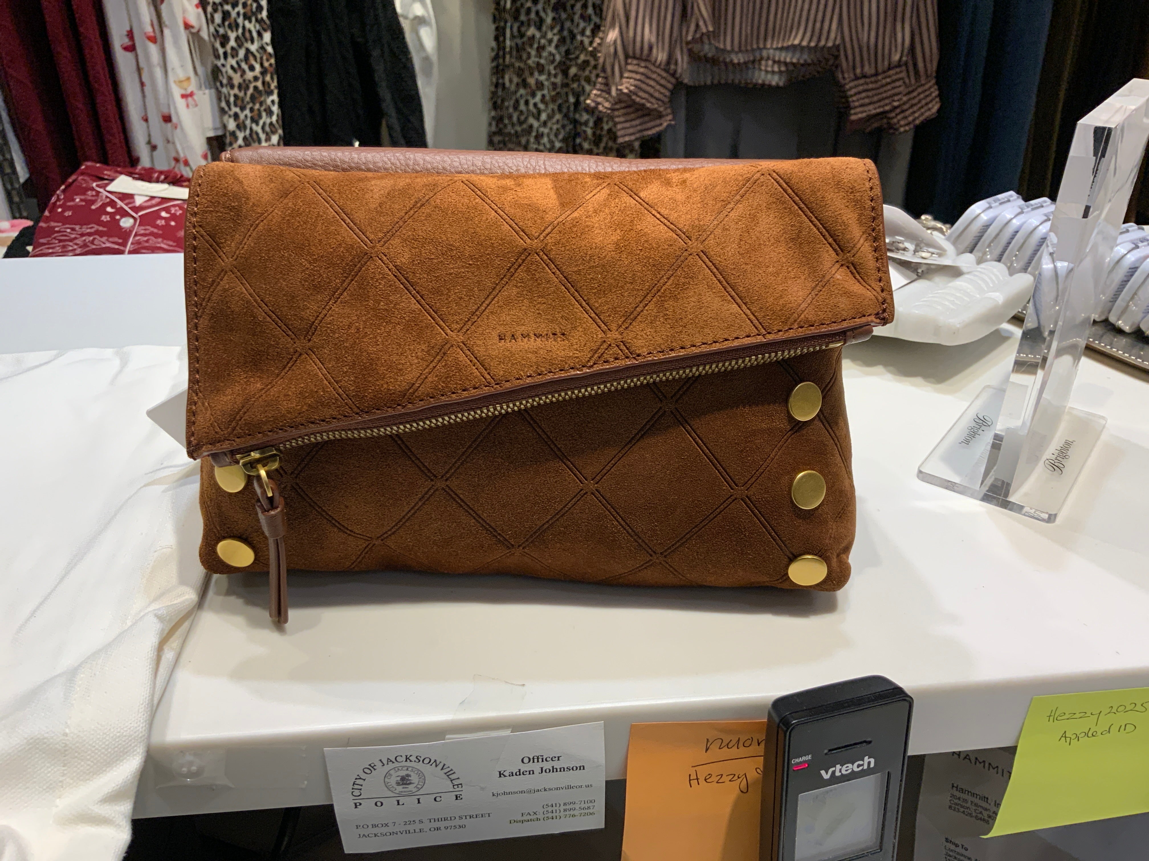 Hammitt Dillon small chocolate diamond suede