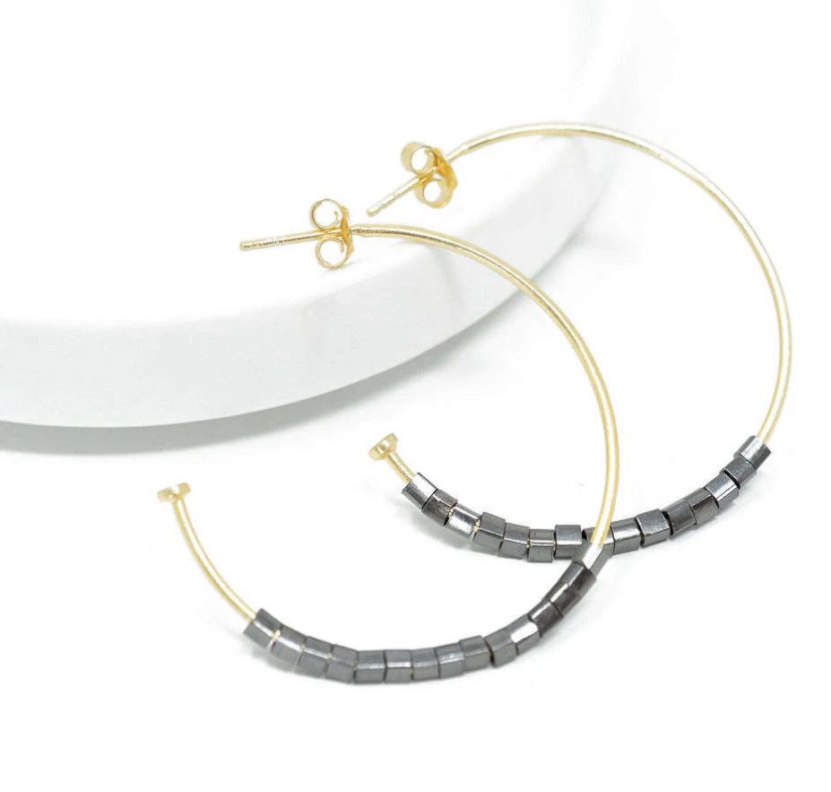 Erin Gray Gunmetal bead earrings