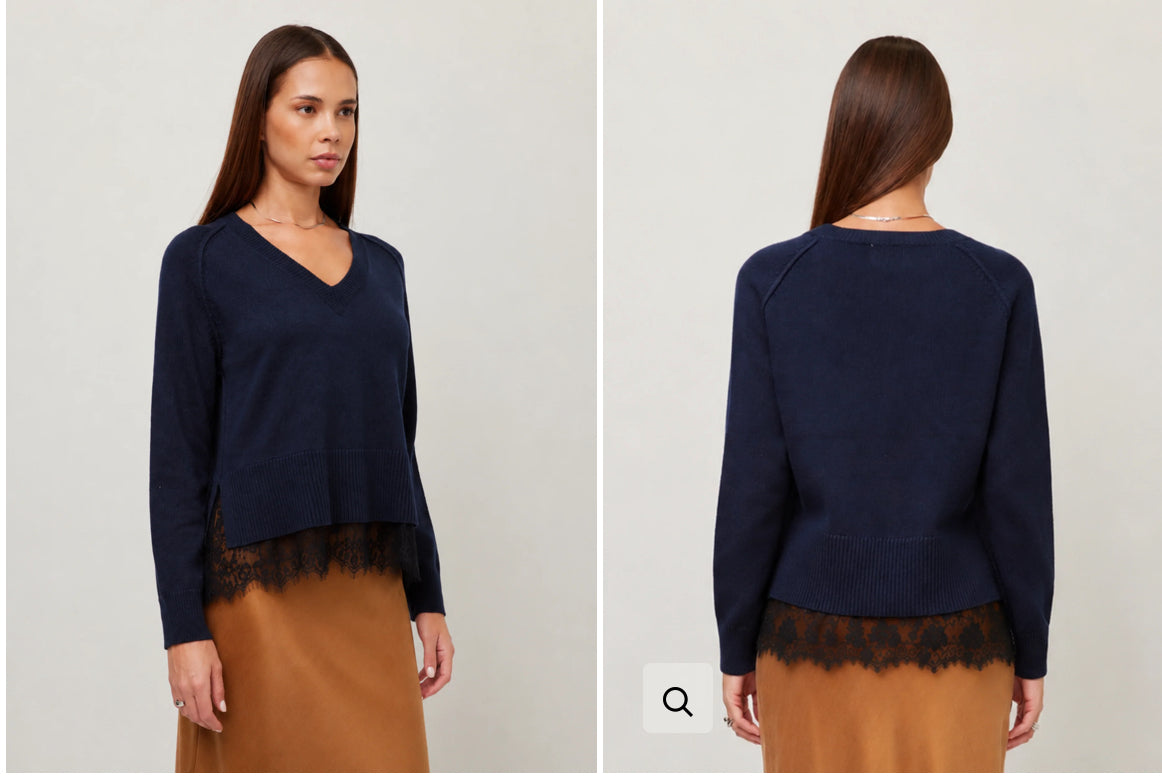 Fifteen Twenty Navy Lace Layer Sweater