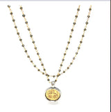 Erin Gray Coin in Gold on Pyrite Long Necklace