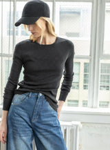 Lilla P long sleeve raw edge crew