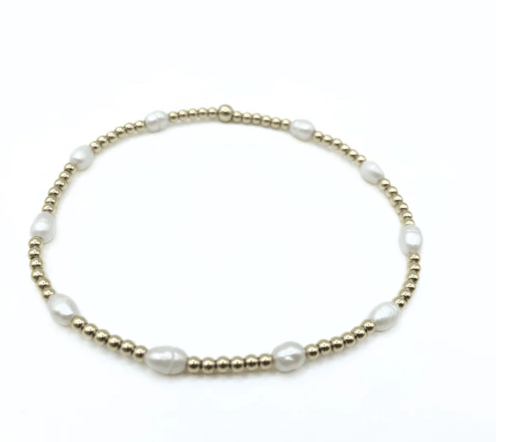 Erin gray petite patterned rice pearl bracelet with 14k golf filled beads