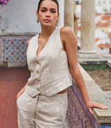 Esqualo Gilet Linen Stripe Vest