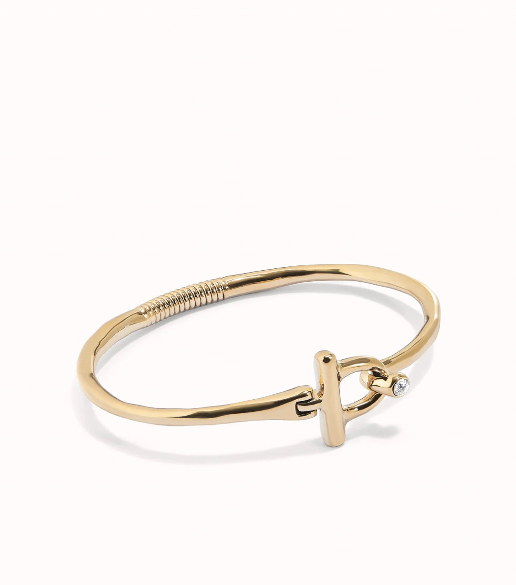 Uno de 50 Gold Bangle Bracelet with white topaz