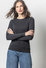 Lilla P long sleeve raw edge crew