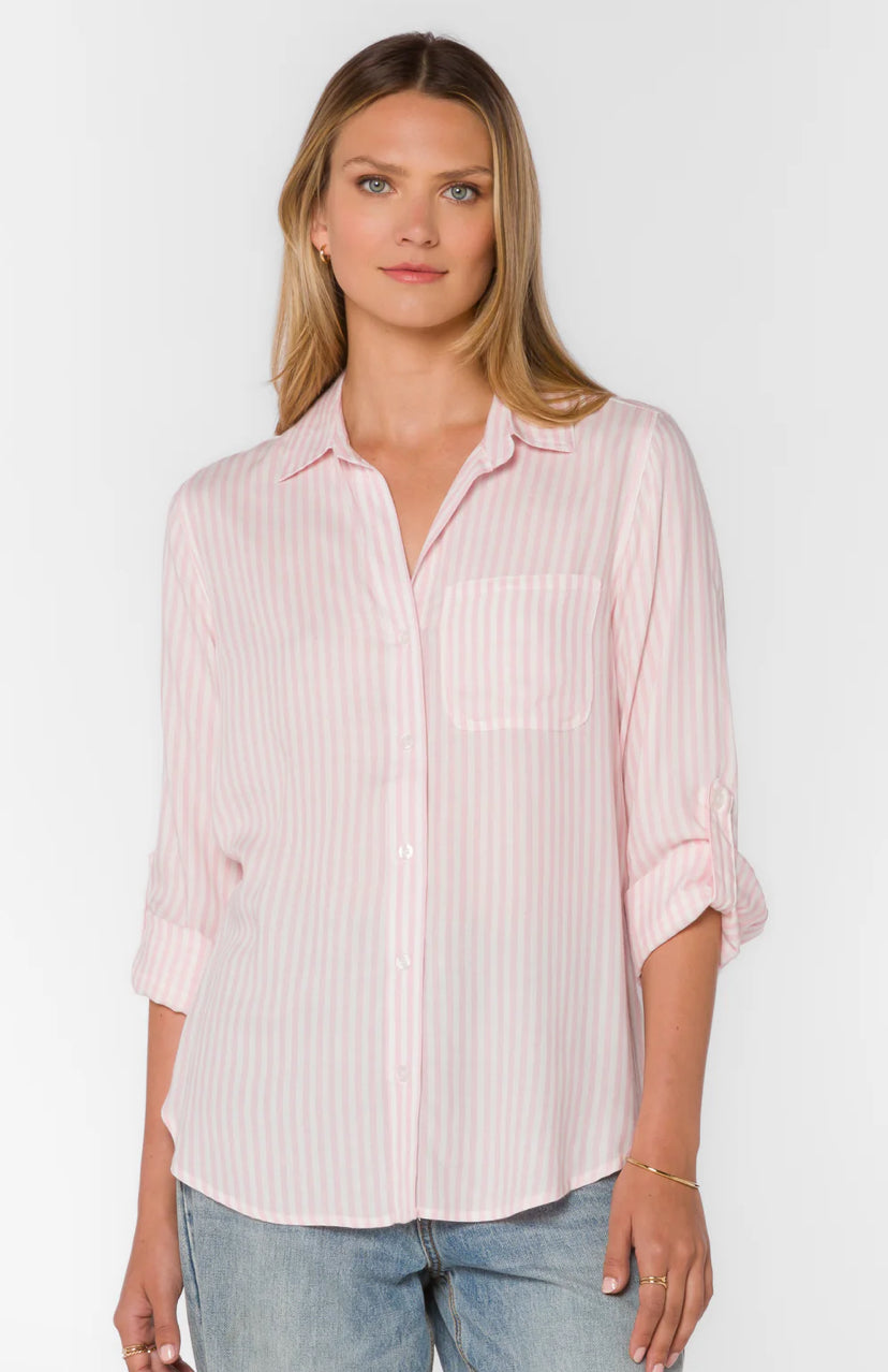 Velvet Heart Striped Candy Pink shirt