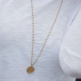 Erin Gray Coin in Gold on Pyrite Long Necklace