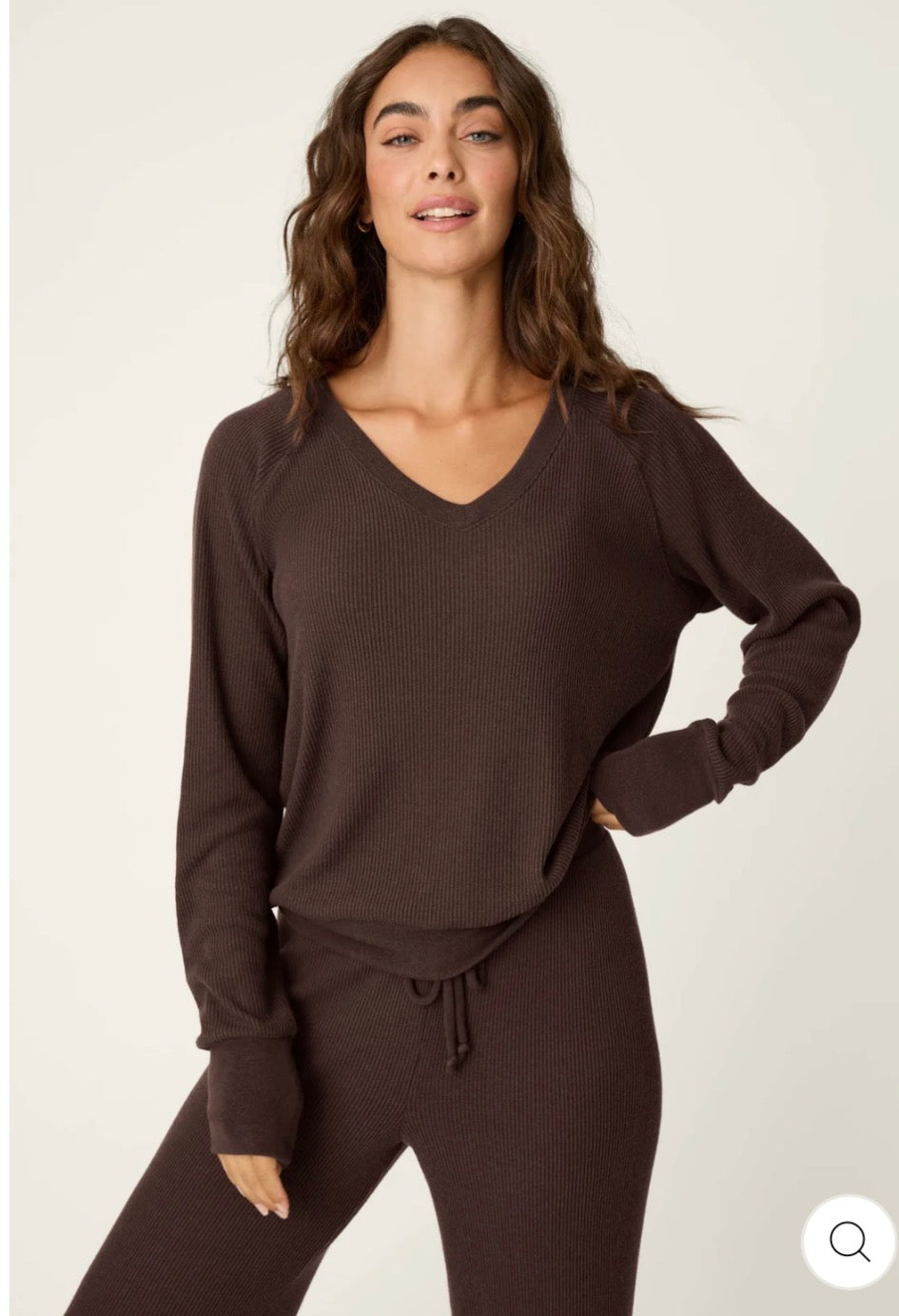 Pj Salvage l/s textured essentials  top and bottom set
