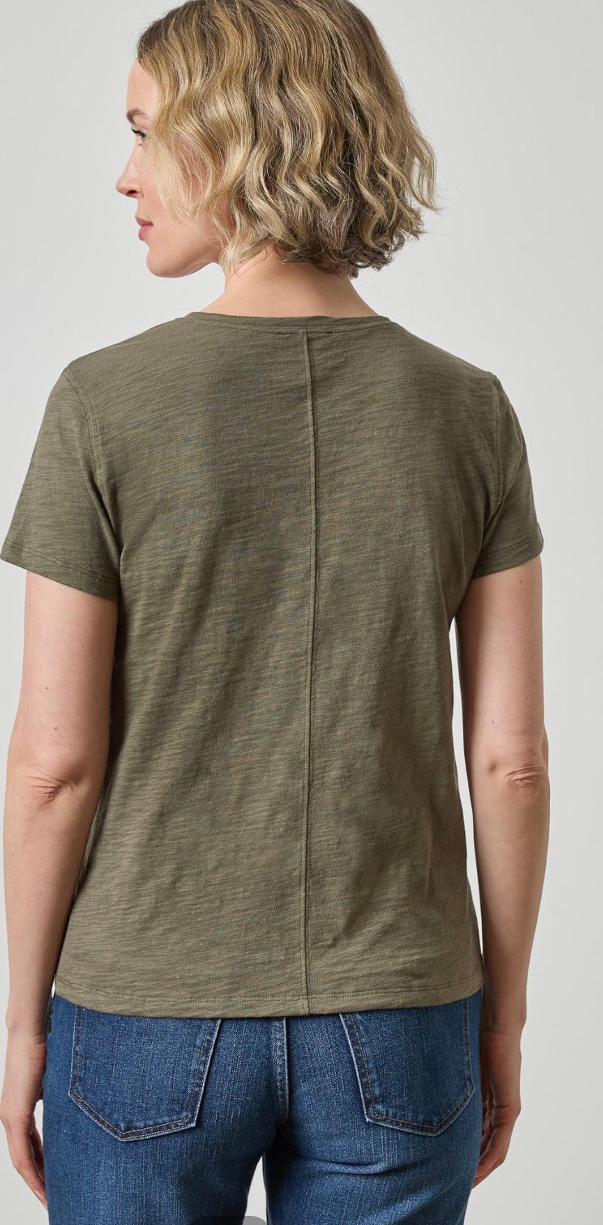 Lilla P Short Sleeve Olive V Neck Tee