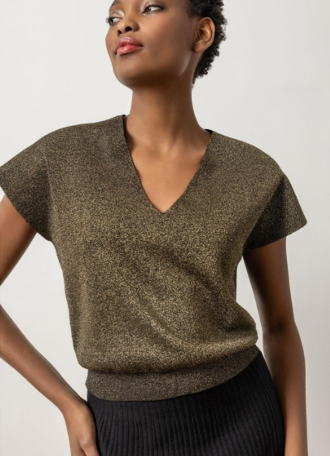 Lilla P metallic v neck sweater pa2755 – Jacksonville Company