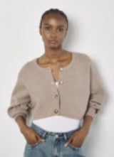Apricot Ribbed Batwing Cropped Cardigan