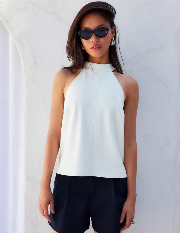 Fifteen Twenty ALEXIS FAUX LEATHER HALTER TOP