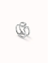 Uno Double sterling silver-plated ring with white topaz