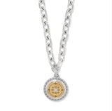 Mosaic Round Two Tone Pendant Necklace