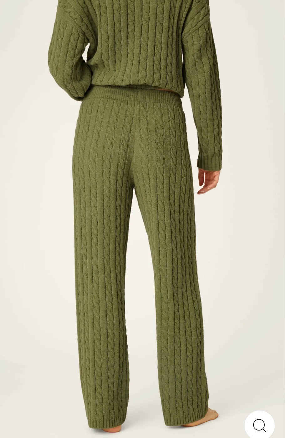 PJ Salvage Chenille Cable Knit Olive Pant
