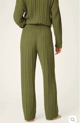 PJ Salvage Chenille Cable Knit Olive Pant