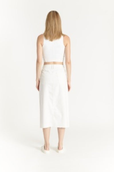 Oat Midi White Denim Skirt