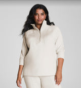 Spanx Brushed Ae Half Zip Tunic Heather Cream