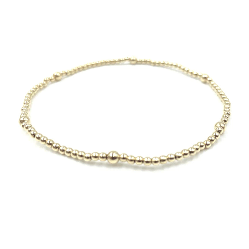Erin Gray 2mm Gold Filled Waterproof Karma bracelet (with twelve 4mm) 7”