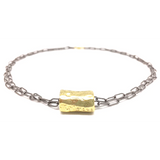 Erin Gray Gold Barrel on Double Gunmetal Paperclip Necklace
