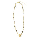 Erin Gray Small Gold Barrel on Double Pyrite Necklace