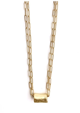 Erin Gray Barrel On Double Gold Necklace