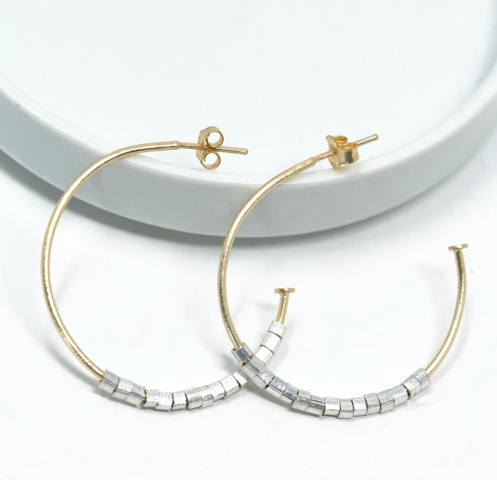 Erin Gray Hoop No. 22 Square Gunmetal Beads