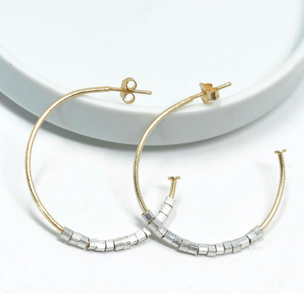Erin Gray Hoop No. 22 Square Gunmetal Beads