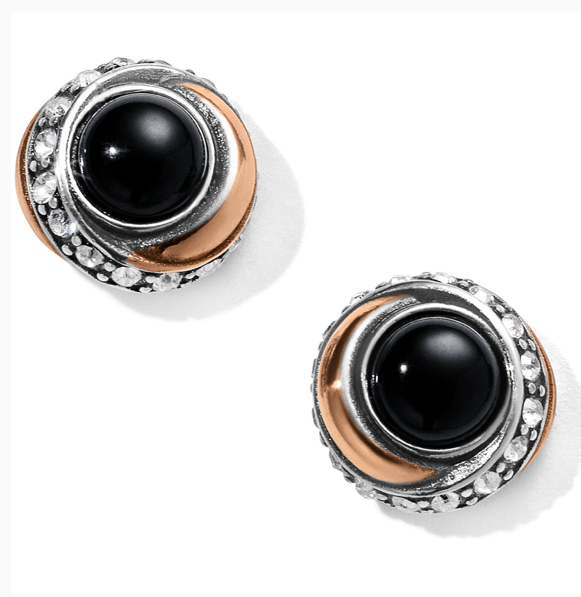 Brighton Neptune’s Rings Black Agate Button Earrings JA590D